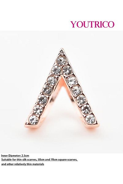 Youtrico New V-Shaped Rhinestone Silk Scarf Buckle - Sparkling Elegant Accessory for Women