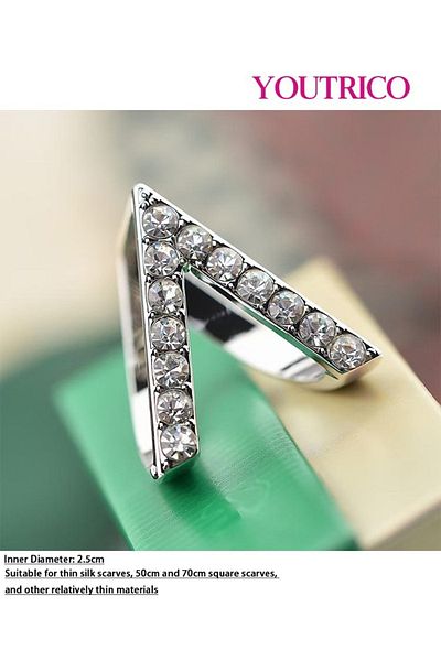 Youtrico New V-Shaped Rhinestone Silk Scarf Buckle - Sparkling Elegant Accessory for Women