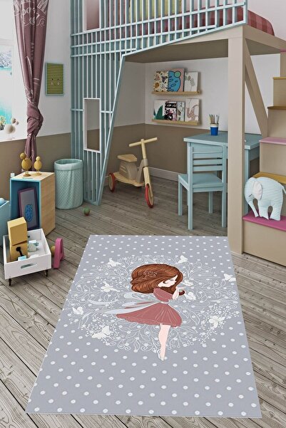 on the clouds Prenses Desenli Kelebekli Benekli Dijital Baskı Yıkanabilir Kay...