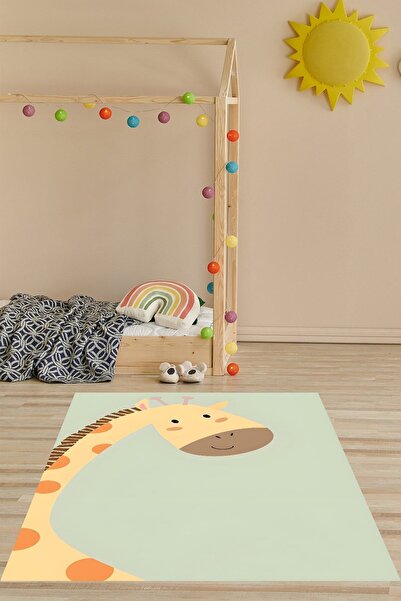 on the clouds Zürafa Desen Bohem İskandinav Tarzı Yıkanabilir Kaymaz Taban Le...