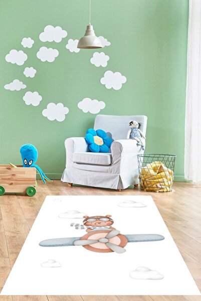 on the clouds Bulutların Üzerinde Uçan Ayıcık  Yıkanabilir Kaymaz Taban Leke ...