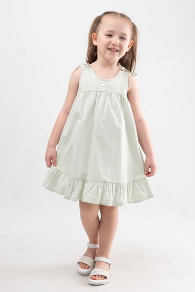 Vauva Strappy Printed Girl's Dress Button Detailed Poplin Dress