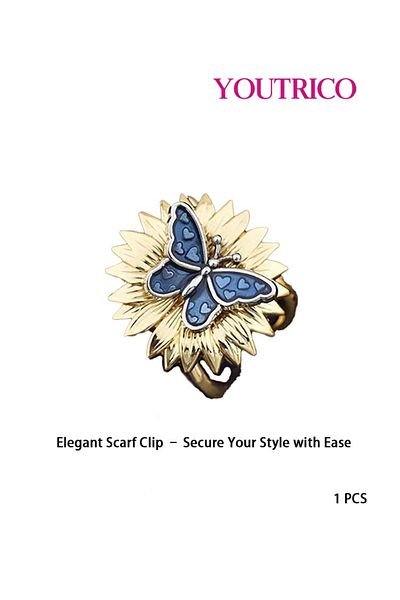 Youtrico New Butterfly Silk Scarf Buckle - Stylish Floral-Inspired Accessory for Women
