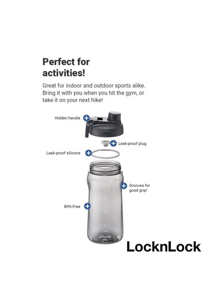 locknlock Active 1.5L Black Water Bottle