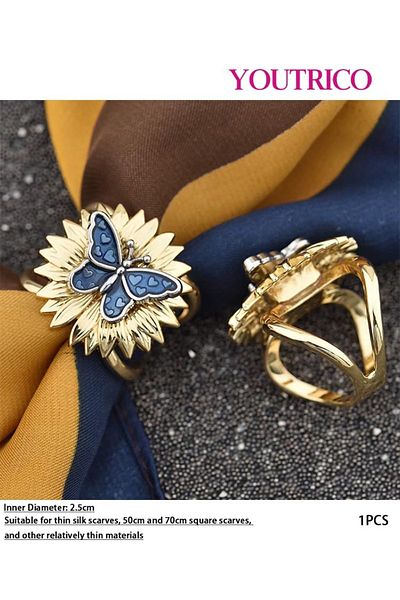 Youtrico New Butterfly Silk Scarf Buckle - Stylish Floral-Inspired Accessory for Women
