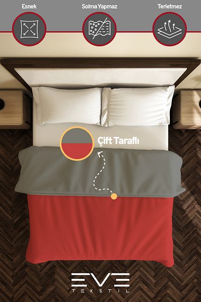 Eve Tekstil Ranforce Husă de pilota dublă antialergică modernă Husă de pilota cu două fețe 200x220 cm