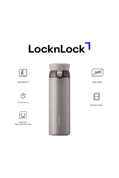 locknlock كوب Wannabe Tumbler من الفولاذ المقاوم للصدأ سعة 450 مل، رمادي