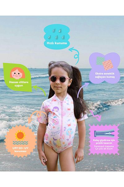 SOLEDA Uv Sun Protection Upf 50 Baby Kids Swimsuit Mermaid Magic