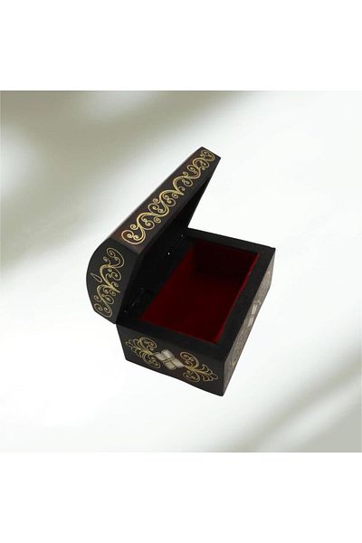 Okya Home Handmade Wooden Jewelry Box with Mother-of-Pearl Inlay – 14x10x7 cm