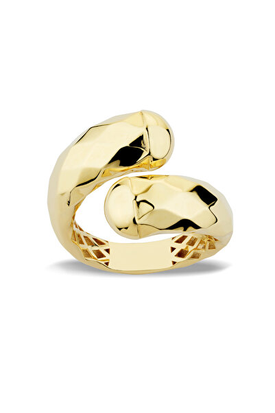 Side Gold Kuyumculuk 14 Ayar Sarı Altın Faset Kesim Yılan Yüzük