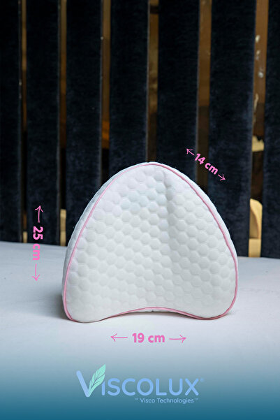 Viscolux Diz Arası Ortopedik Yastık - V Model Diz Arası Yastık Visco Yastık Pembe 25x25x15