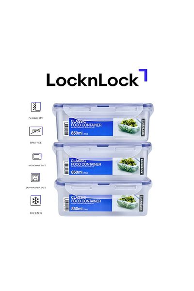 locknlock 850ml Rectangle  Airtight Food Storage PACK OF 3