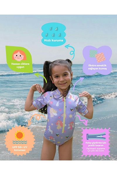 SOLEDA Uv Sun Protection Upf 50 Baby Kids Swimsuit Fairy Garden