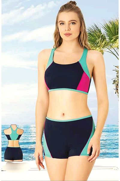 Sunsurf Swimming Bikini Set with Shorts Navy Blue
