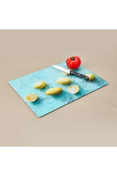 Saban Lemon Patterned Glass Cutting Board - Colored - 30X40 cm