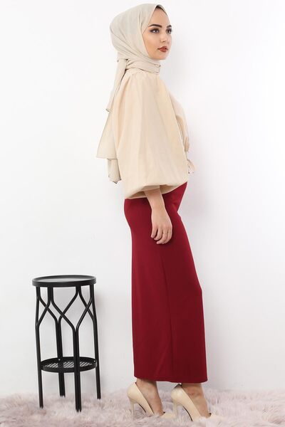 Tesettür Dünyası Pencil Skirt Tsd0291 Claret Red