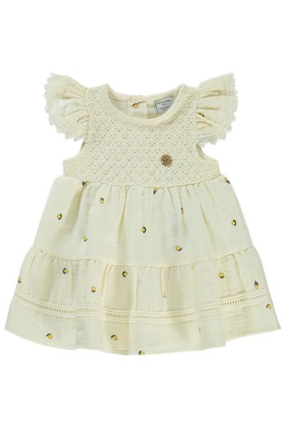 Pierre Cardin Baby Girl Dress 3-18 Months Dark Ecru