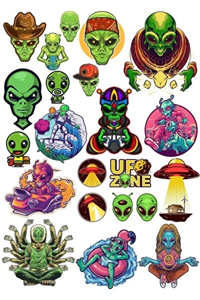 Reysa Tasarım مجموعة ملصقات Alien Ufo Alienm مكونة من 27 قطعة للهاتف والكمبيو...
