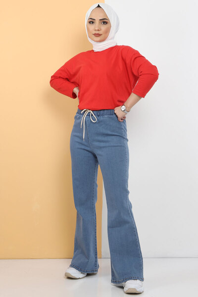 Tesettür Dünyası Light Blue Flared Leg Jeans - Tsd22014