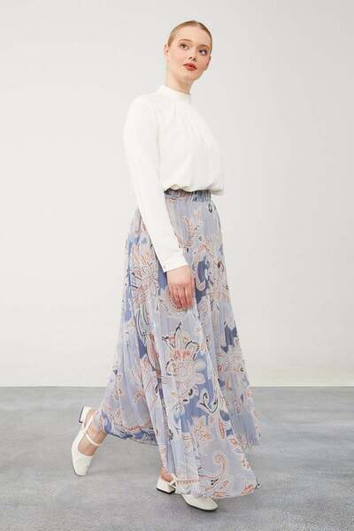 Levidor 420028 ETEK KARIŞIK DESENLİ ŞİFON ETEK QYS ETEK #24-05#