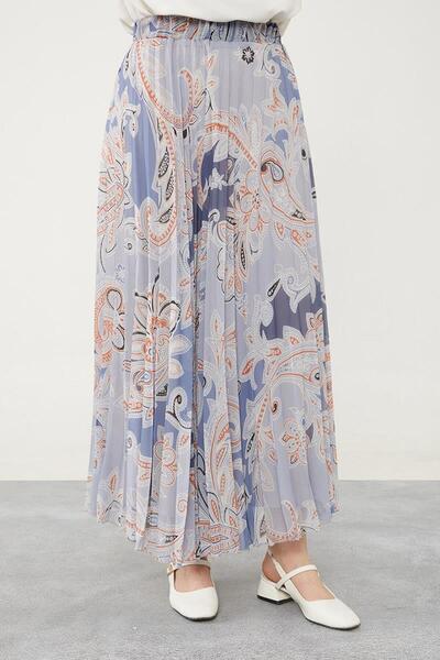 Levidor 420028 ETEK KARIŞIK DESENLİ ŞİFON ETEK QYS ETEK #24-05#