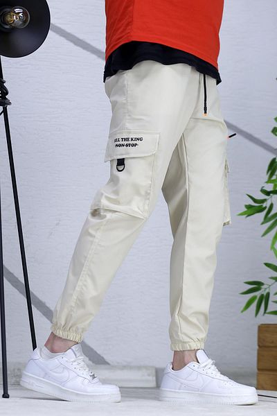 WAFRA Men's Zipper Detailed Parachute Cargo Pants (Narrow Cut)