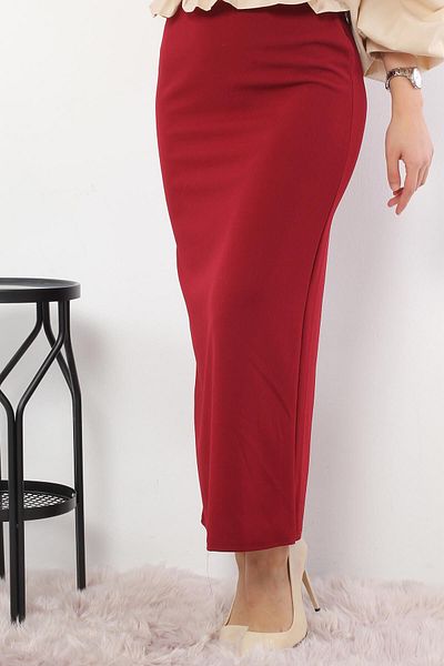 Tesettür Dünyası Fustă creion Tsd0291 Roșu Claret