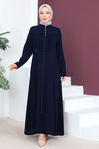 Tesettür Dünyası Layered Top Hijab Abaya Tsd230430 Navy Blue