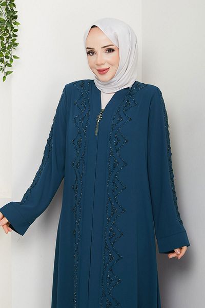 Tesettür Dünyası Indigo V-Neck Abaya TSD250123