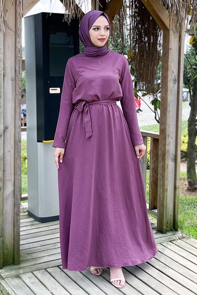 Tesettür Dünyası Šaty Ayrobin Tsd220540 Plum