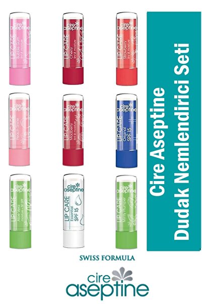 CIRE ASEPTINE Lip Care Renkli Dudak Nemlendirici 4,5 G x 9 Adet