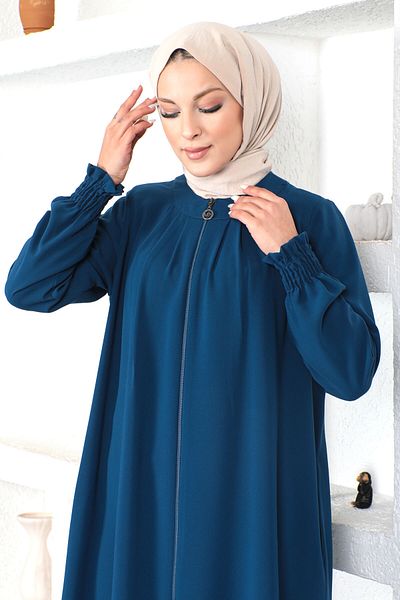 Tesettür Dünyası Indigo Tesettur Abaya Gipe Elastic Tsd230332