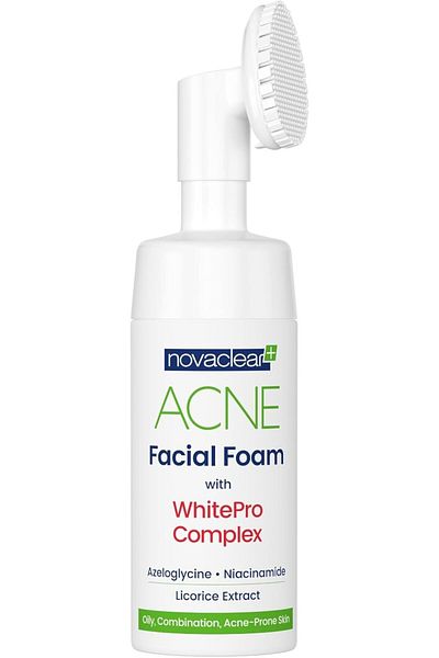 Novaclear Acne Facial Foam White Pro Complex – Face Wash with Niacinamide and Licorice Extract –