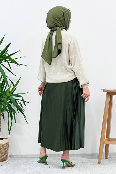 Tesettür Dünyası Pleated Skirt Tsd221001 Khaki
