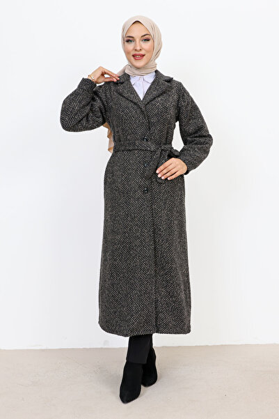 Tesettür Dünyası Dvouřadý límec Buttoned Cape TSD231111 Antracit