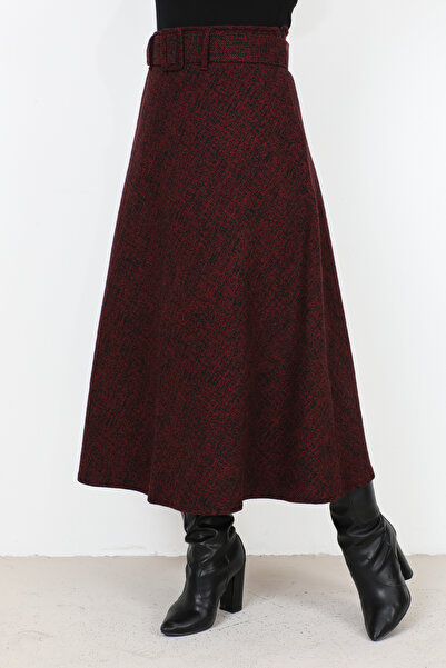 Tesettür Dünyası Patterned Winter Mevlana Skirt TSD231017 Claret Red