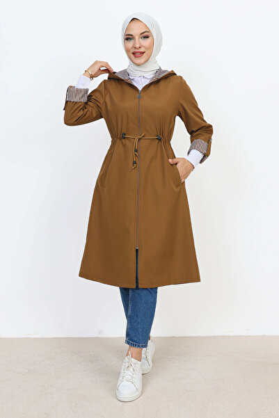 Tesettür Dünyası Καμπαρντίνα με φόδρα με κουκούλα TSD231110 Μαύρισμα