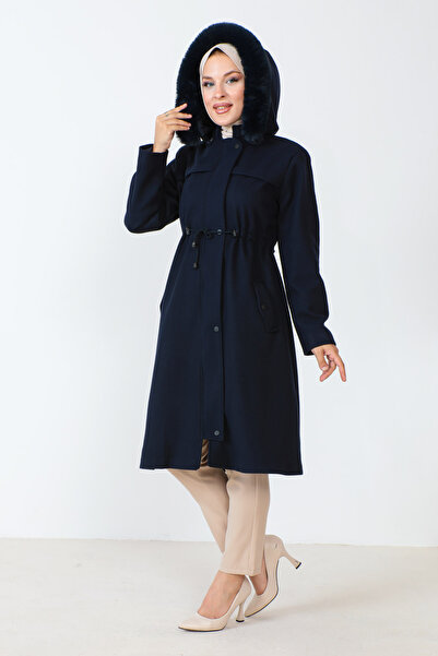 Tesettür Dünyası Kabát se skrytým zipem TSD230805 tmavě modrá