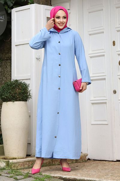 Tesettür Dünyası Καπάκι με κουμπιά Ahsen TSD231206 Baby Blue