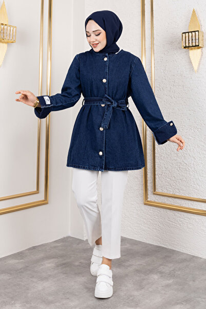 Tesettür Dünyası Dark Blue Helen Denim Jacket - Tsd 250115
