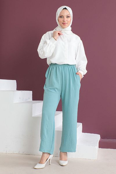 Tesettür Dünyası Παντελόνι Ayrobin με τσέπη Tsd230506 Mint Green
