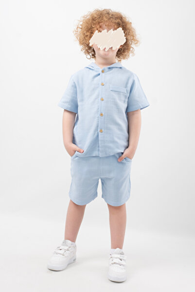 Vauva Boy's 100% Cotton Muslin Door Suit with 2 Pieces and Buttons