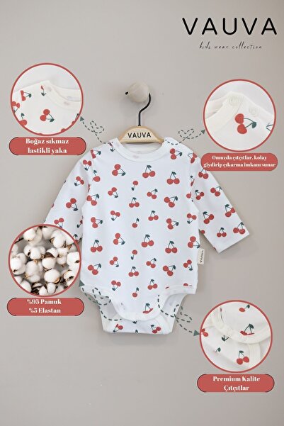 Vauva Bebek body zıbın - 3/24 Ay beden - Uzun kollu  Çıtçıtlı body