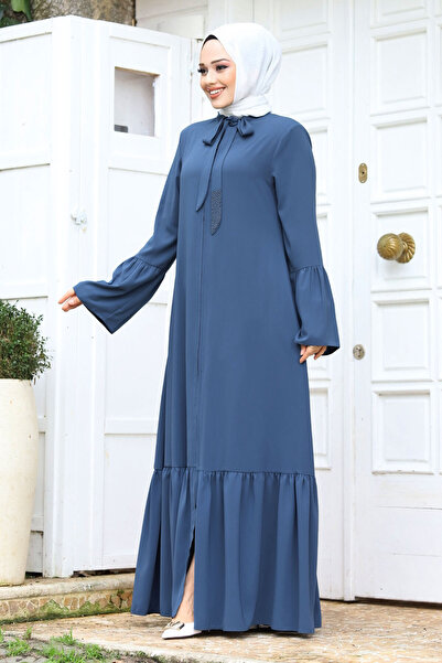 Tesettür Dünyası Λαβή με κολάρο σφονδύλου Λεπτομερές Hijab Ferace TSD240244