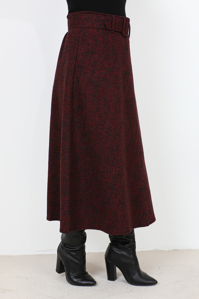 Tesettür Dünyası Patterned Winter Mevlana Skirt TSD231017 Claret Red