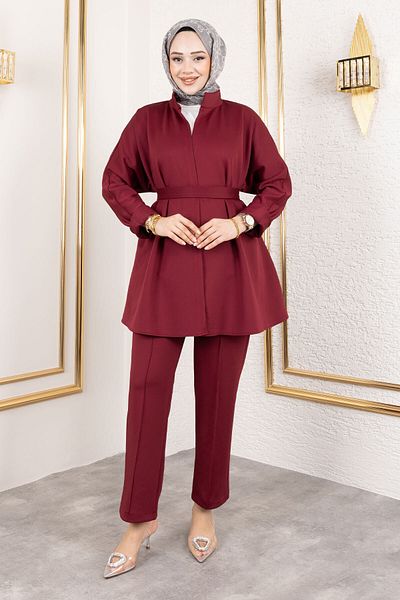 Tesettür Dünyası Lara Scuba Suit Tsd 250128   Burgundy