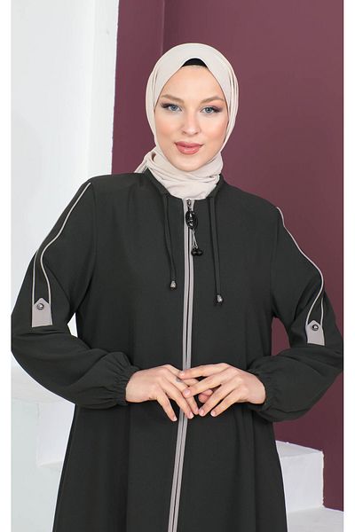 Tesettür Dünyası Μανίκια με κουμπιά Hijab Abaya Tsd230440 Χακί