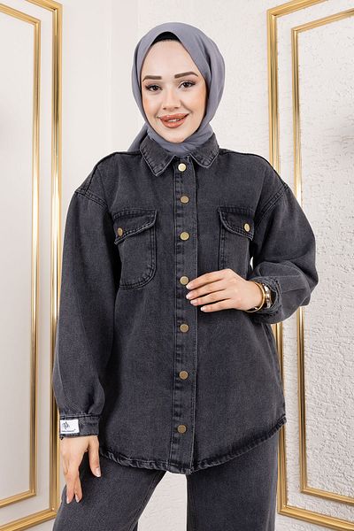 Tesettür Dünyası Anthracite Denim Suit - Tsd 250101   More