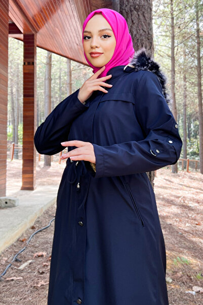 Tesettür Dünyası Bondit kabát függő ujjakkal Tsd220826 sötétkék