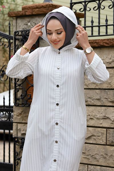 Tesettür Dünyası Ahsen Buttoned Cap TSD240103 White